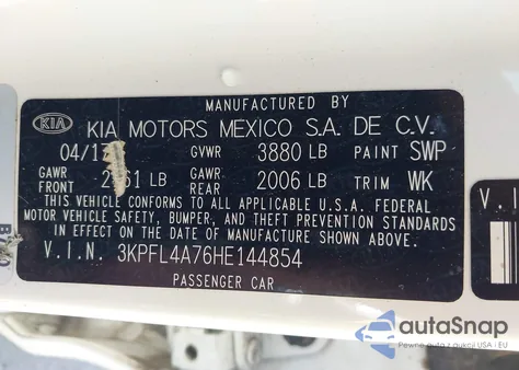 2017 Kia Forte Lx из США, поврежденный, VIN 3KPFL4A76HE144854